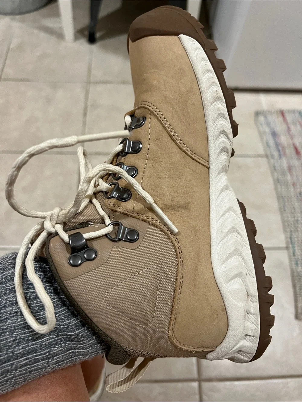 Keen tan and brown lace-up hiking boots